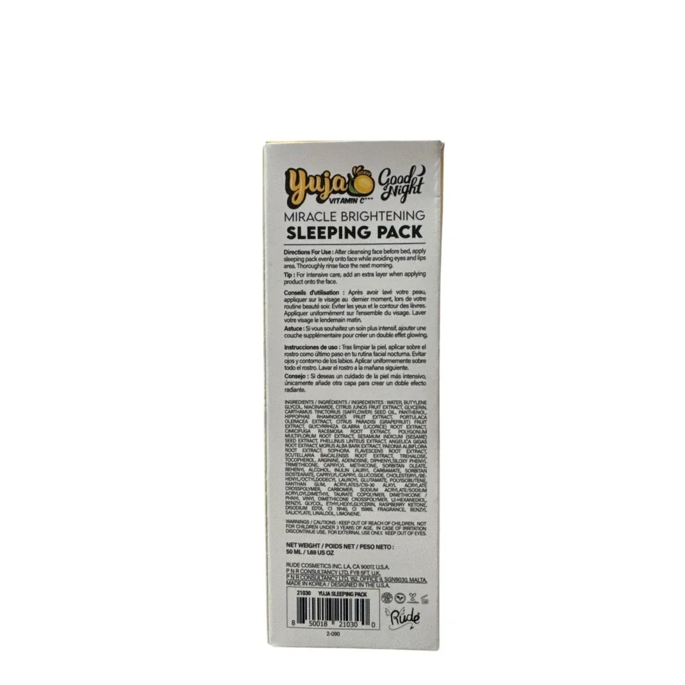 Rude Cosmetics Yuja Miracle Brightening Sleeping‎ Pack Vitamin C Overnight Mask